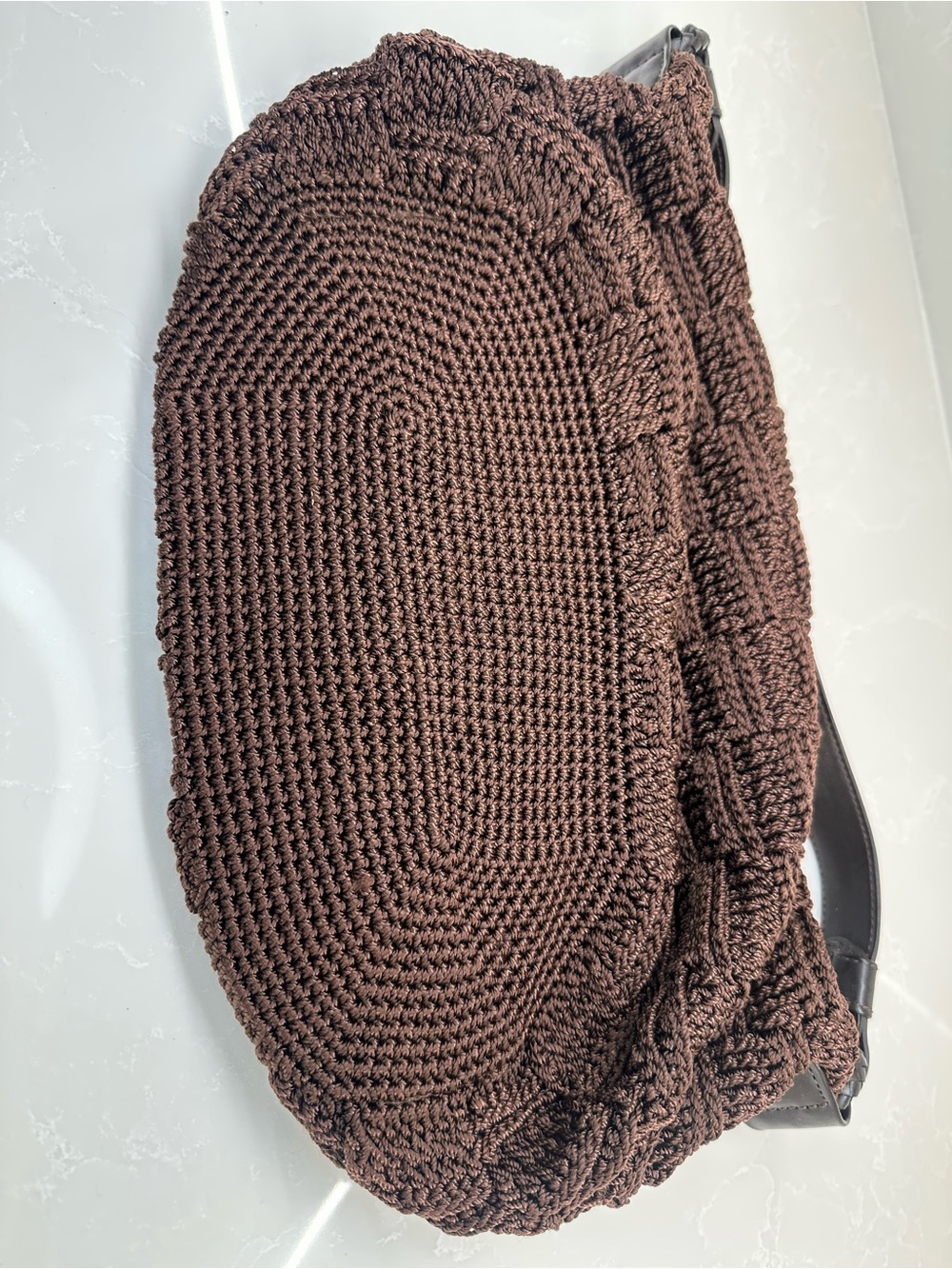 The Sak Vintage Brown Crochet Basketweave Hobo Shoulder Bag 6220 Good Condition - Picture 8 of 16